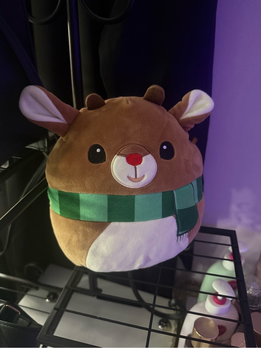 Squishmallows Brown Reindeer Plush Backpack with Green Scarf